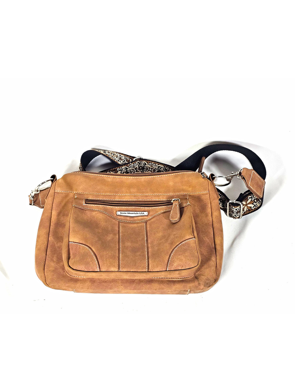 Stone Mountain Brown Crossbody Bag Zip Closure Adjustable Strap